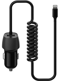 Lādētājs Platinet 3.4A, USB/Apple Lightning, melna