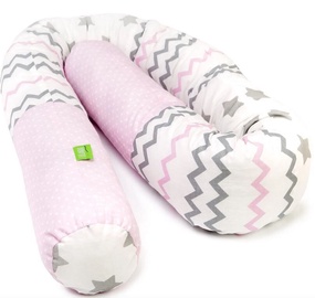 Защитный бортик Lulando Baby Bed Bolster Pink Zigzags/Grey Stars/Dots On Pink