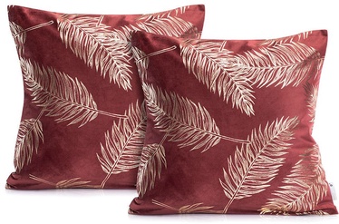 DecoKing Pillowcase Golden Leaves Burgundy 45x45 2pcs