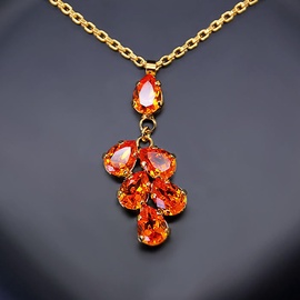 Diamond Sky Pendant Amber II Tangerine With Swarovski Crystals