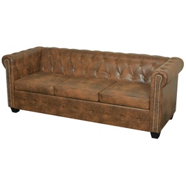 Diivan VLX Chesterfield 3-Seater, pruun, 200.5 x 76 cm x 70 cm