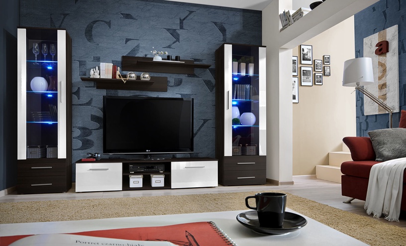 Vitrīna ASM Neo I 23 EMEMWH N1, brūna/balta/melna, 60 cm x 40 cm x 190 cm