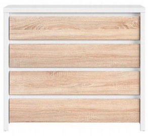 Black Red White Chest Of Drawers Kaspian KOM4S White/Sonoma Oak