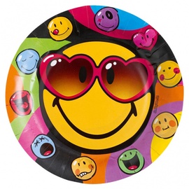 Vienkartinių lėkščių komplektas Smiley, Ø 23 cm, 8 vnt