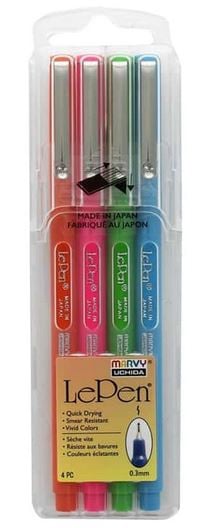 Ручка Marvy Le Pen, синий/зеленый/oранжевый/розовый, 4 шт.