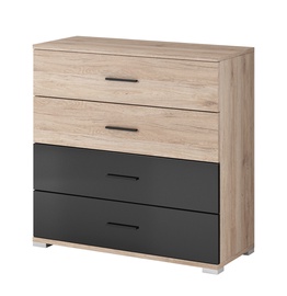 Idzczak Meble Bari 45 4S Chest Of Drawers San Remo Oak/Black Gloss
