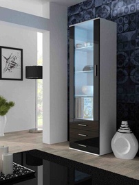 Шкаф-витрина Cama Meble Soho S1, белый/черный, 60 см x 41 см x 192 см