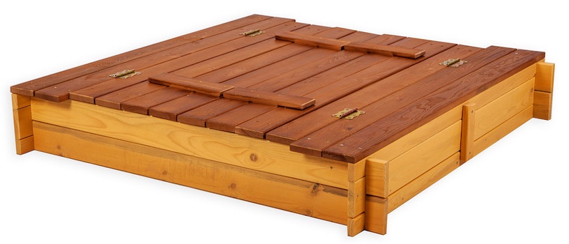 Песочница Folkland Timber, 140 x 140 см, с крышкой, коричневый