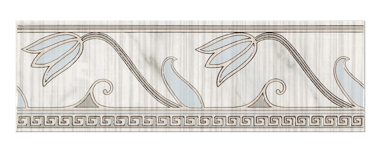Flīzes, keramika SARA GREY BORDER 8X25/35 (14), 25 cm x 8 cm, ziloņkaula/pelēka