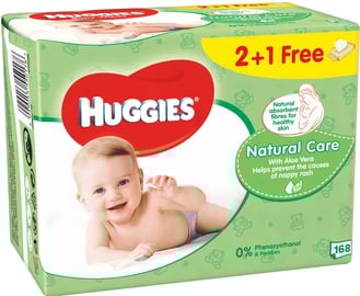 Mitrās salvetes Huggies Natural Care, 168 gab.