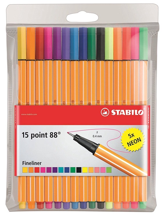 Ручка Stabilo Point 88, oранжевый, 15 шт.