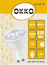 Lambipirn Okko LED, PAR16, valge, GU10, 7 W, 575 lm