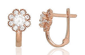 Diamond Sky 14K Red Gold Earrings Golden Flower XIX