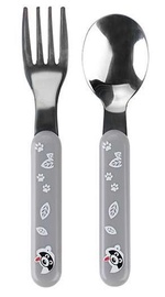 BabyOno Stainless Steel Spoon And Fork Grey 1065