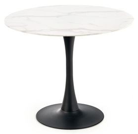 Pusdienu galds Halmar, balta/melna, 900x900x720mm