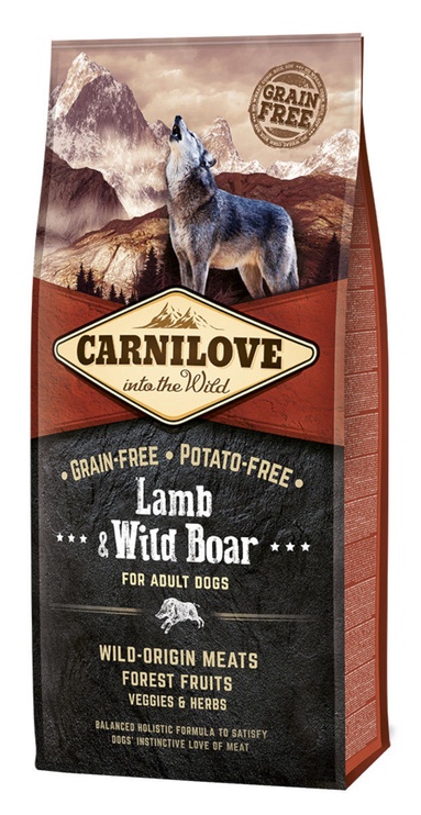 Sausā suņu barība Carnilove Lamb & Wild Boar Adult Dog, jēra gaļa, 12 kg