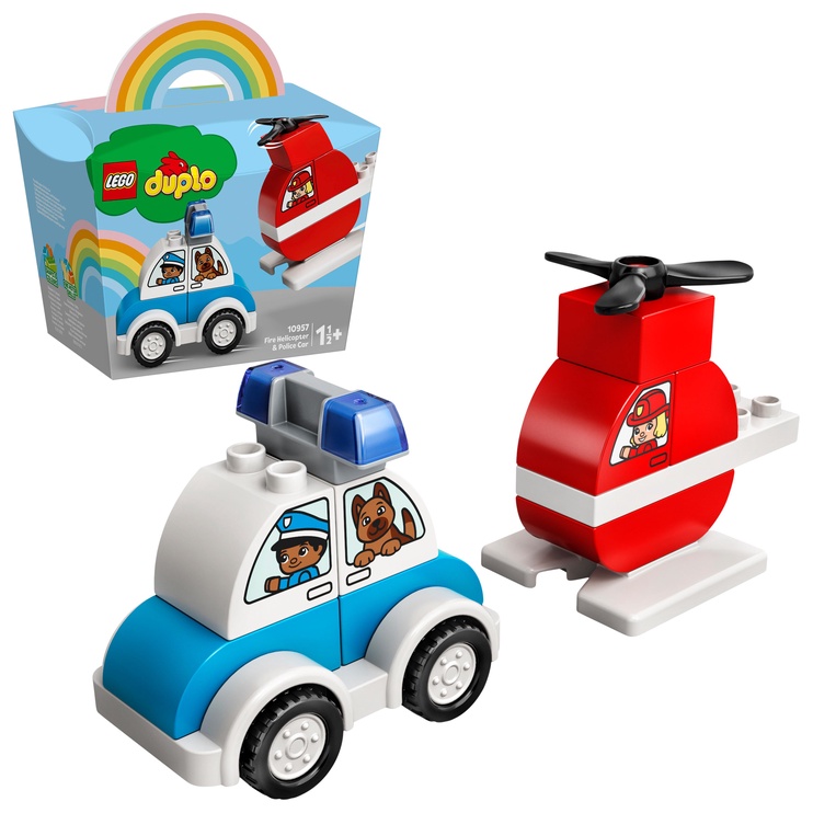 Konstruktors LEGO® DUPLO® Mans pirmais ugunsdzēsēju helikopters un policijas auto 10957, 14 gab.