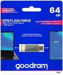 USB zibatmiņa Goodram ODA3, sudraba, 64 GB