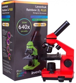 Edukacinis žaislas Levenhuk Microscope Rainbow 2L Plus 69121, raudona