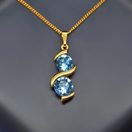 Diamond Sky Pendant Milky Way Aquamarine Blue With Swarovski Crystals