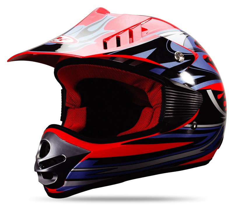 Мотоциклетный шлем, XL, синий/черный/красный