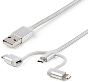 Провод StarTech, Lightning/Micro USB/USB/USB Type-C, 100 см, белый