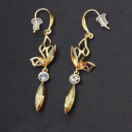 Diamond Sky Earrings With Crystals From Swarowski Siluna II Golden Shadow