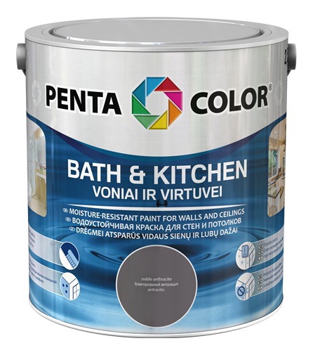 Krāsa Pentacolor Bath & Kitchen, rozīgi pelēks, 2.5 l