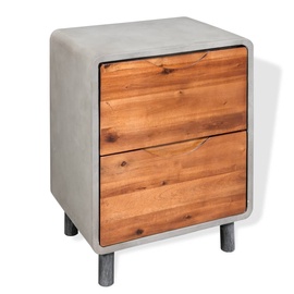 Ночной столик VLX Nightstand Concrete Solid Acacia Wood, коричневый/серый, 40x30x50 см
