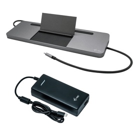 i-Tec USB-C Metal Ergonomic 4K 3x Display Docking Station With Power Delivery 85 W + Universal Charger 112 W