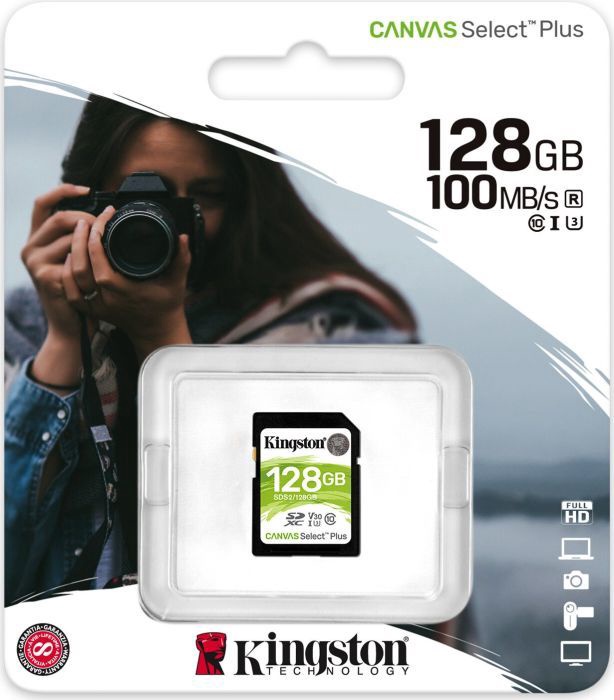 Mälukaart Kingston SDS2, 128 GB, 100 Mb/s - 85 Mb/s