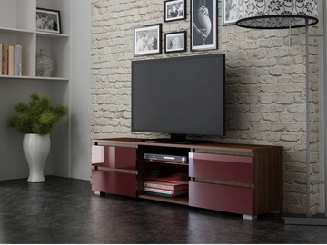 TV galds Pro Meble Milano 150 With Light Walnut/Red, 1500x350x420 mm