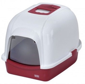 Закрытый кошачий туалет Europet Bernina Medio Bordo, белый/красный, 56 см x 43 см x 40 см