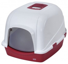 Кошачий туалет Europet Bernina Jumbo Bordo, белый/красный, закрытый, 700 x 560 x 460 мм