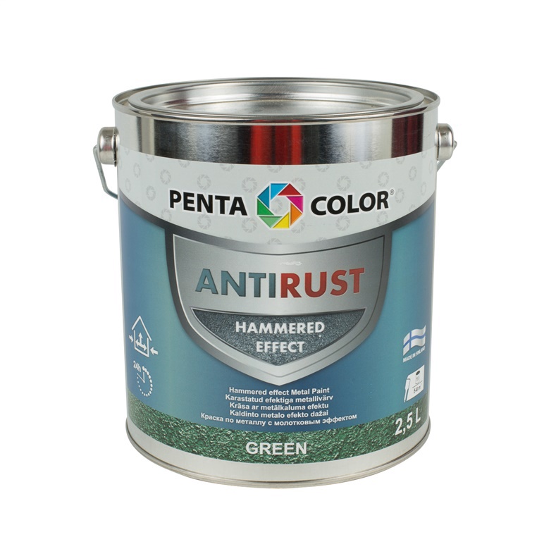 Emailvärv, universaalsed Pentacolor Anti Rust Hammered, läikiv, 2.5 l, roheline