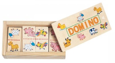 Stalo žaidimas Woodyland Mini Wooden Domino Animals 28pcs