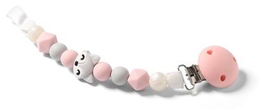 Держатель для соски BabyOno Dummy Ribbon Pink/Grey, розовый