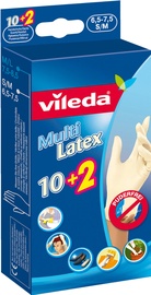 Cimdi vienreizēji Vileda Multi Latex 10+2, latekss, balta, S/M, 12 gab.