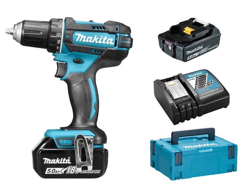 Akukruvikeeraja-trell koos akuga Makita DDF482RTJ, 18 V, 5 Ah