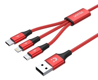 Uzlādes vads Unitek, Micro USB/Apple Lightning, 1.2 m, melna