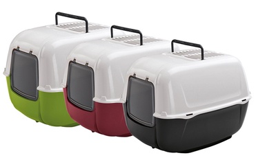 Кошачий туалет Ferplast 72053799EL, белый/черный/красный/зеленый, закрытый, 525 x 395 x 380 мм
