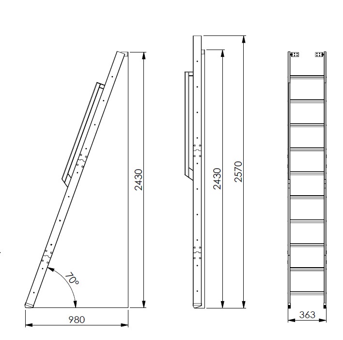Лестница Minka STRONG 10, 36.3 см x 243 - 257 см