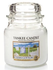 Aromātiskā svece Yankee Candle Classic Medium Jar Clean Cotton, 411 g, 65 h