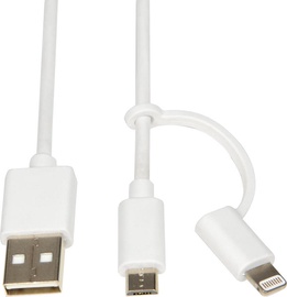iBOX 2in1 MicroUSB/Lightning MFi Cable White IKUML2W1