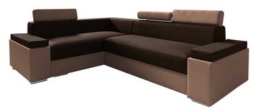Stūra dīvāns Idzczak Meble Chester Mini Dark Brown/Brown, kreisais, 252 x 185 x 95 cm