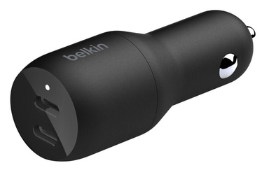 Auto telefona lādētājs Belkin, 2 x USB-C, melna