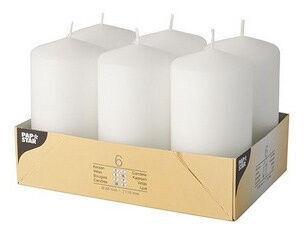 Pap Star Candle Cylinder 11.5cm 6pcs White