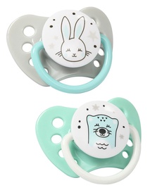 BabyOno Natural Nursing Anatomical Silicone Dummy Green/Gray 2pcs 0-3