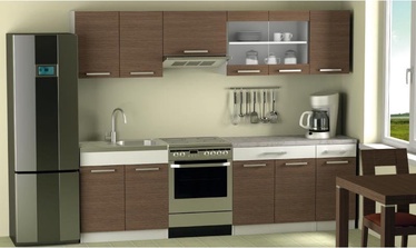 Кухонный гарнитур Pro Meble Legno Tabak, коричневый/белый, 2.6 м