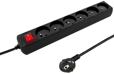 Qoltec Surge Protector 6 Outlet Black 2.5m